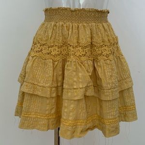 Yellow Cotton and Lace Skirt LSF